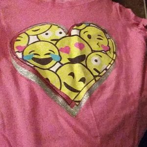 Pink short sleeve emoji shirt